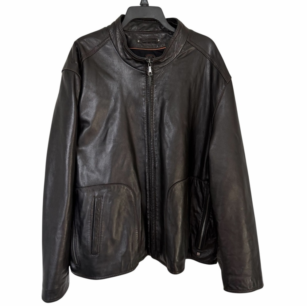 Wilsons Leather Men's brown/black genuine Leather Jacket with warm lining XXL